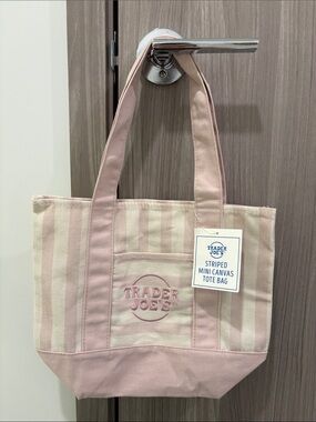 Trader Joe’s Striped Mini Canvas Tote Bag (Pink)